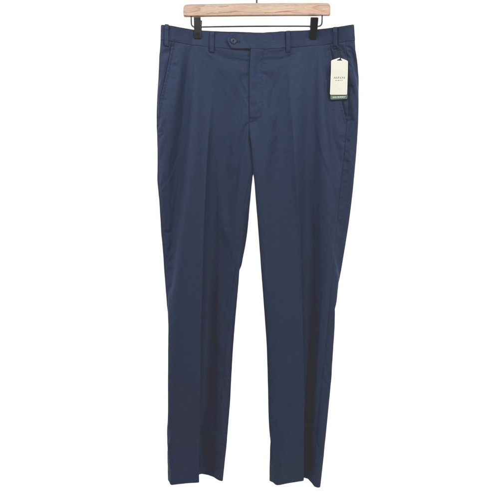 Alfani Dress Pants Mens 36x34 Blue Slim Fit Flat Front Eco-Friendly Modern NEW - Picture 3 of 11